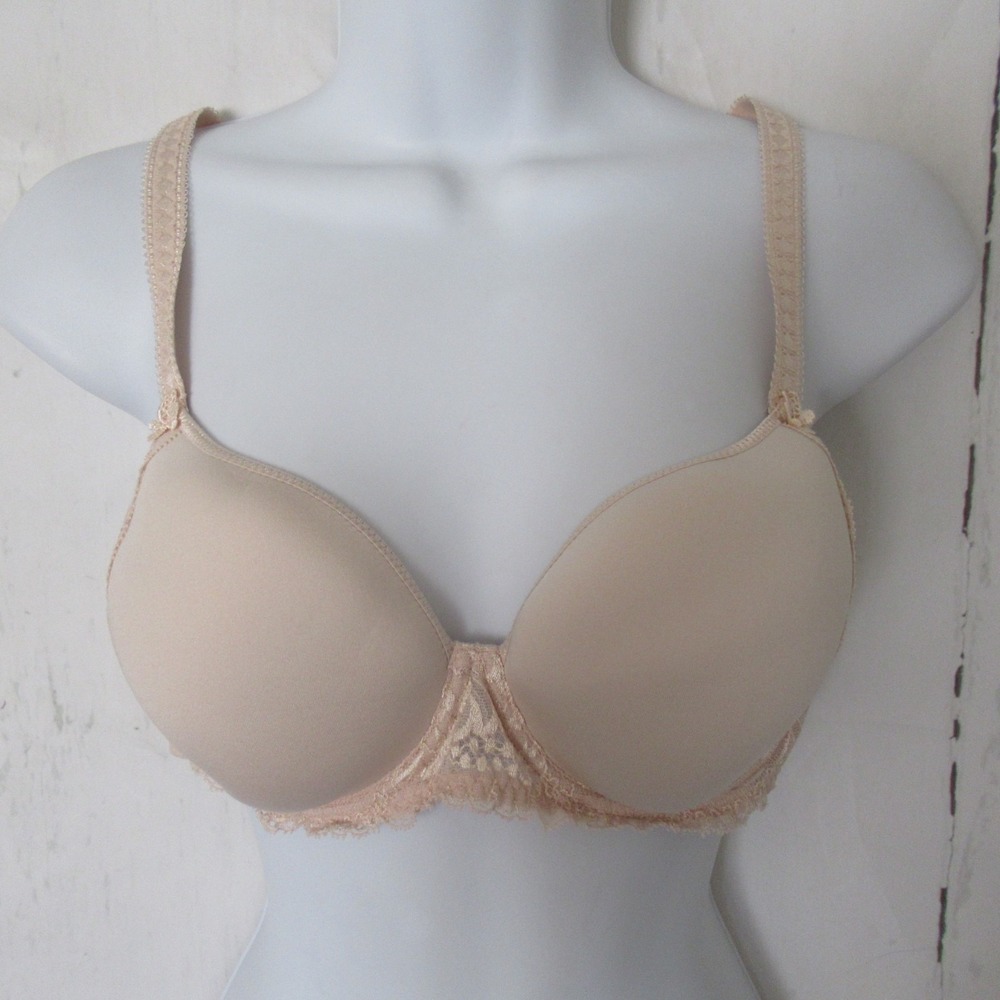 Simone Perele Bra 36C FR 95 Beige Lace Underwire Convertible J Hook Back Closure